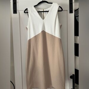 Calvin Klein knit dress cream and white